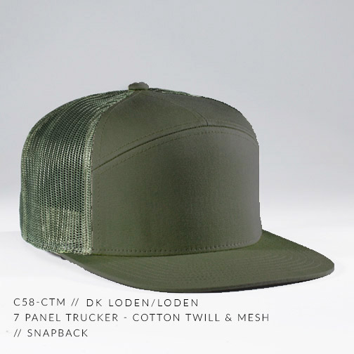 c58-CTM // 7 Panel Trucker - Cotton Twill & Mesh // Custom